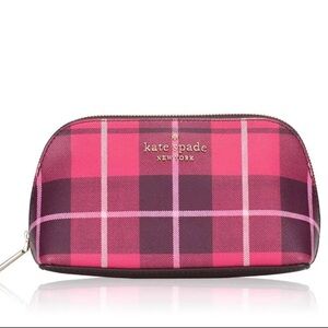 NWT Kate Spade Staci Plaid Small Cosmetic Case